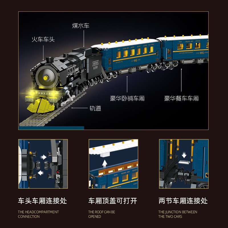 Bloques de Construcción Jie Xing JJ9155, Nuevo Modelo de Tren Retro Oriental Express con Luces y Adornos de Ensamblaje de Partículas Pequeñas image 3