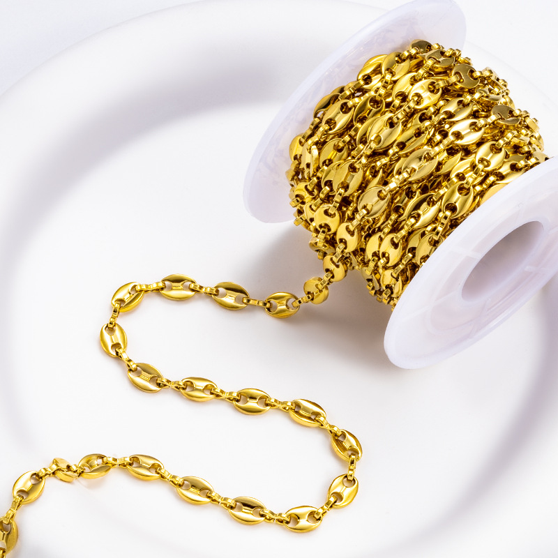 5.2mm Jewelry Making Size DIY Jewelry Accessories Classification coffee bean chain Chain Type 1 M 304 Stainless Steel Coffee Bean Chain 5.2mm Jewelry Accessories Chain
