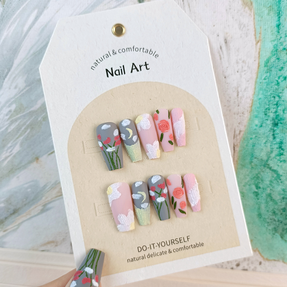 Xiaohongshu Douyin parche de arte de uñas caliente fototerapia para usar uñas de diez piezas