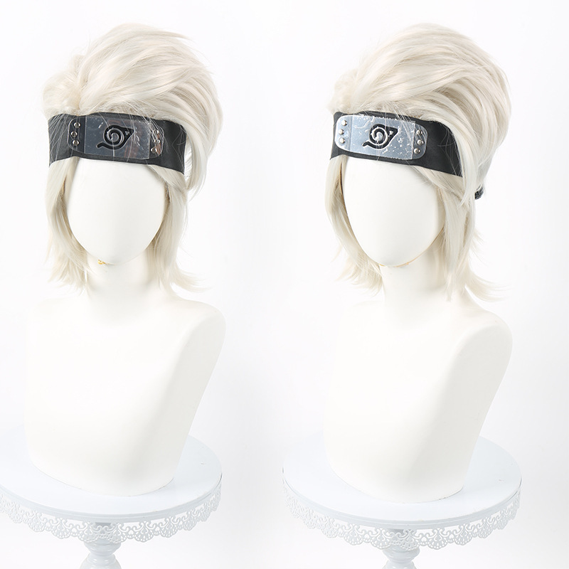 Anime wig flagwood Kakashi cosplay wig performance props silver gray anti-curling short hair cos Anime wig flagwood Kakashi cosplay wig performance props silver gray anti-curling short hair cos