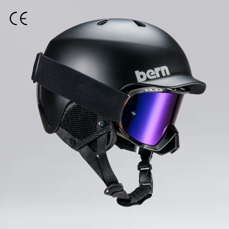 Universal Professional Ski Helmet Unisex Bern Style Adult Snowboard Skiing Helmet (Motorcycle Safety Supplies) - s-53-56cm-10-years-old-children-optional