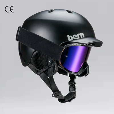 Professional Ski Helmet Unisex Bern Same Style Adult Snowboard and Double Board Ski Equipment Ski Safety Helmet (Motorcycle Safety Supplies) - matt-black-color-mirror-s-53-56cm-available-for-10-year-old-children