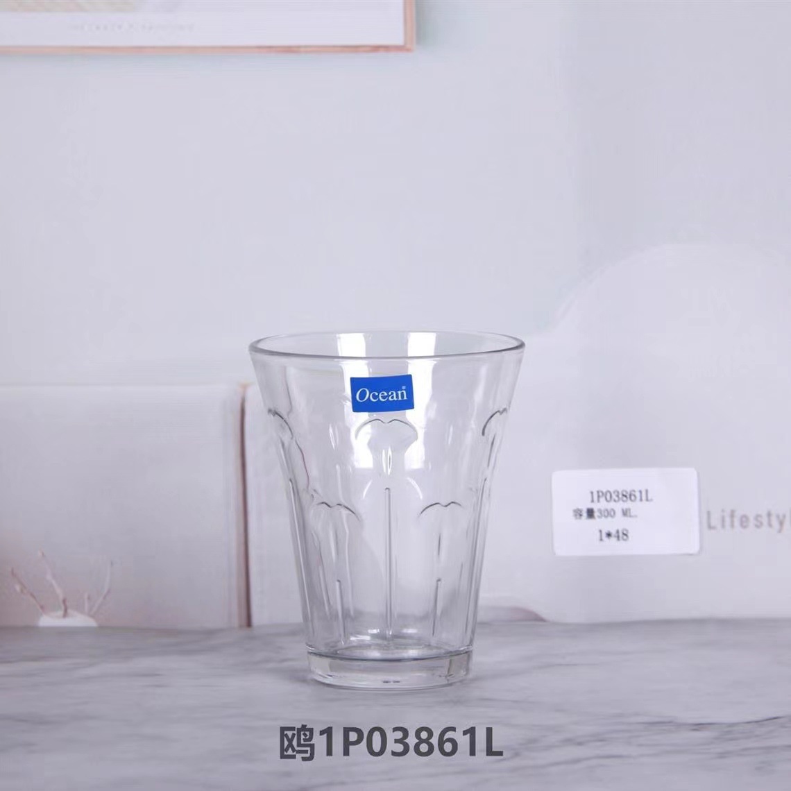 Importación de gran capacidad de fondo grueso laminado tazas de vidrio transparente brillante simple taza de cerveza taza de jugo taza de café