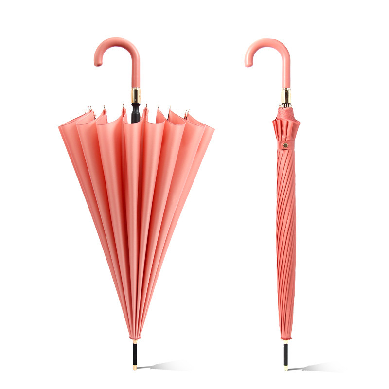 Paraguas de floración de 16 huesos con mango largo de agua varilla recta grande resistente al viento de alto aspecto ins estudiante niños paraguas al por mayor