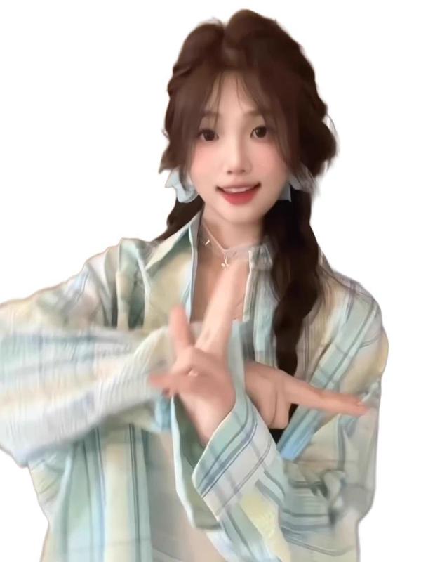 薄荷绿格子衬衫外套女2025春夏季法式温柔小清新氛围感防晒衫衬衣|undefined