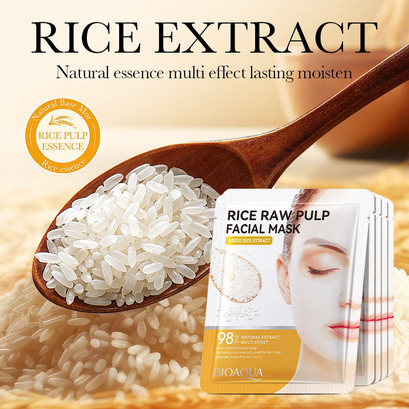 Inglés completo BIOAOUA puré de arroz máscara de colágeno hidratante rejuvenecimiento de la piel máscara pegatinas transfronterizo Comercio exterior al por mayor