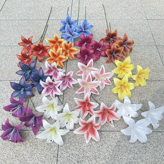3头福利大百合 仿真花 样板房软装 婚庆家居装饰假花 地排花