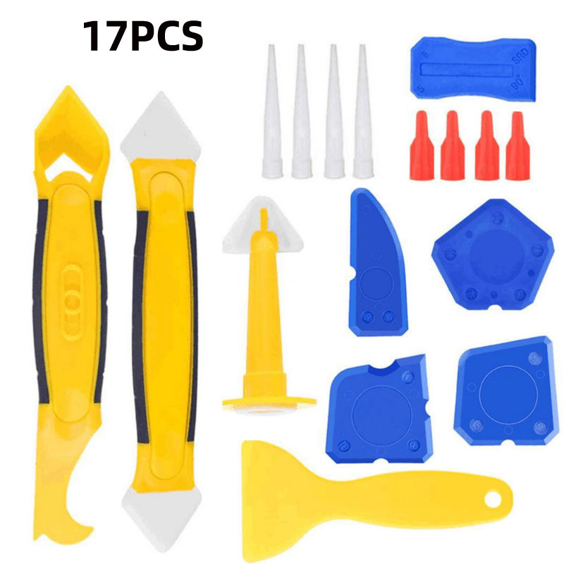 跨境17 件套填缝工具套件硅胶密封处理工具塑料密封刮板美缝刮刀