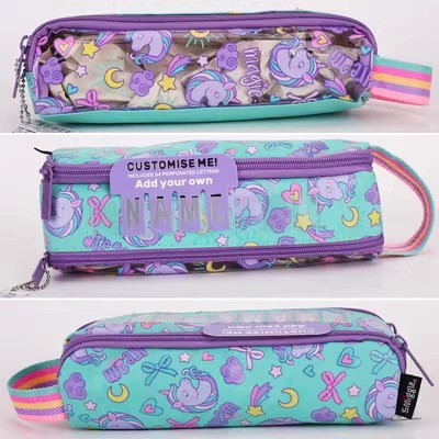 Green pencil case, unicorn, 22.5×12.5cm