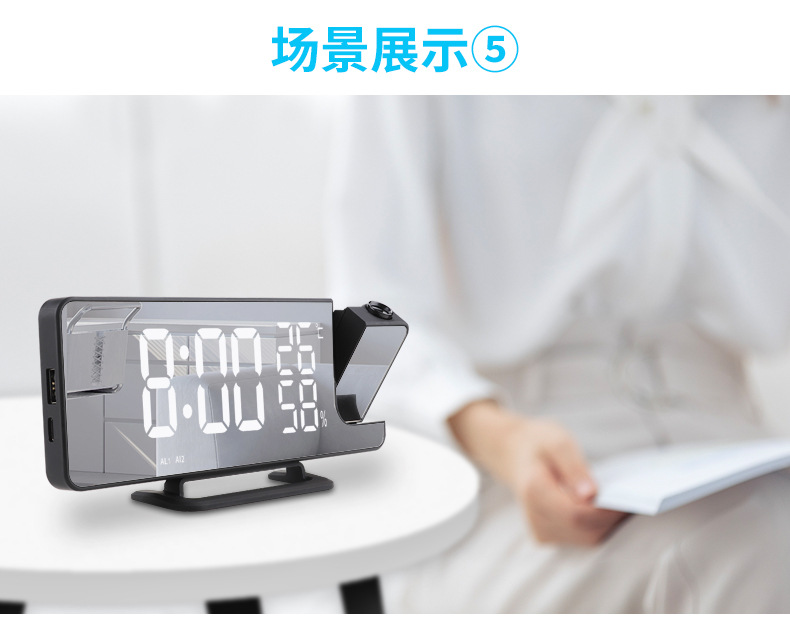 New cross-border radio projection alarm clock, LED large screen display, temperature and humidity electronic clock, digital alarm clock pic 20