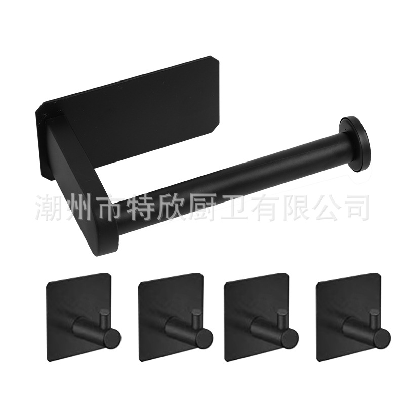 Caja de pañuelos de cocina titular de rollo negro inodoro de acero inoxidable titular de pañuelos ponche-Libre Rollo de papel higiénico rack de almacenamiento transfronterizo