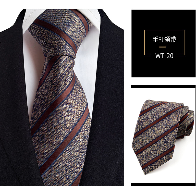 8cm mano corbata de poliéster de los hombres teñidos de hilo de rayas de desgaste formal profesional traje de negocios accesorios de fábrica en stock al por mayor