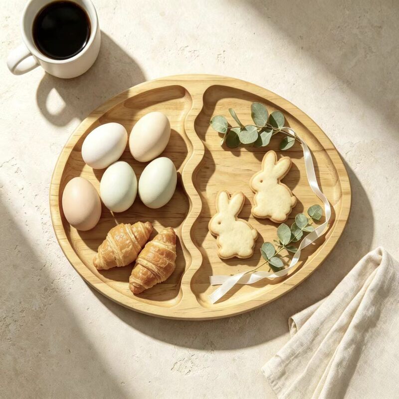 Cross-border Easter egg wooden tray for home kitchen snack dessert dried fruit decorative tableware storage wholesale Cross-border Easter egg wooden tray for home kitchen snack dessert dried fruit decorative tableware storage wholesale