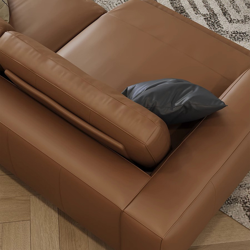Estilo italiano Luz de lujo vintage pan perezoso fila recta retráctil función eléctrica sofá salón orejas elefante cuero