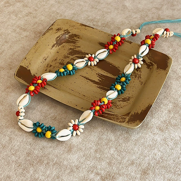 Colorful flower blue shell waist rope - about 138CM