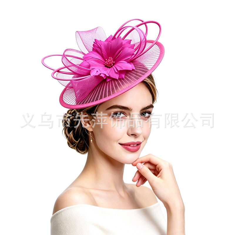 Amazon Exaggerated Fascinator Hat with Mesh, Floral Headpiece, Feather Headpiece for Stage Performance and Horse Racing