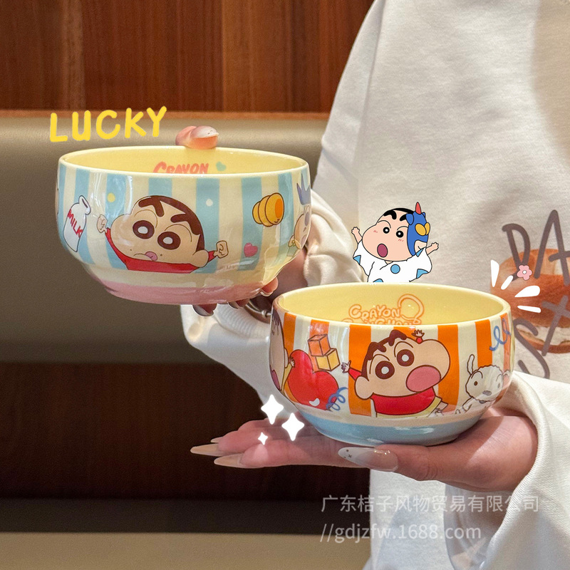 Authentic Crayon Shin-Chan Collaboration Ceramic Rice Bowl Tableware Set for Home Use, New Cartoon Cute Rice Bowl, Plate, Spoon, and Chopsticks Authentic Crayon Shin-Chan Collaboration Ceramic Rice Bowl Tableware Set for Home Use, New Cartoon Cute Rice Bowl, Plate, Spoon, and Chopsticks