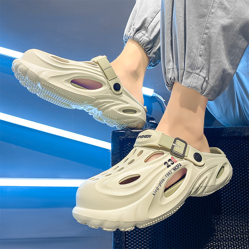 Zapatos Dongdong para hombre 2024 nuevo verano para usar sandalias antideslizantes al aire libre aumentando la altura de la base deportiva de conducción zapatillas de cabeza