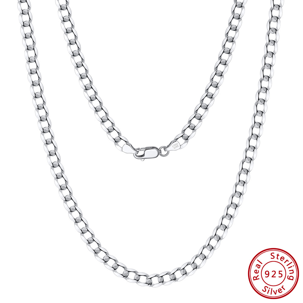 Collar exclusivo transfronterizo fábrica al por mayor de Plata de Ley 925 cadena llana cadena cubana cadena de giro del coche DIY colgante-cadena libre