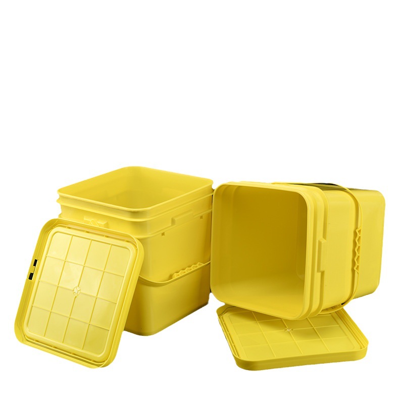 黄色16升方桶 加厚塑料桶 食品级塑料桶钓鱼桶蜂蜜桶密封带盖厂家