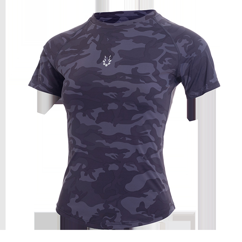 Ropa de ejercicios desnuda para mujeres delgada helada de cuello redondo con mangas de hombro para correr camiseta deportiva delgada ropa de yoga roja en línea