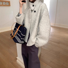 烟囱领毛呢外套女2025秋冬新款韩系高级感宽松百搭羊毛呢子大衣