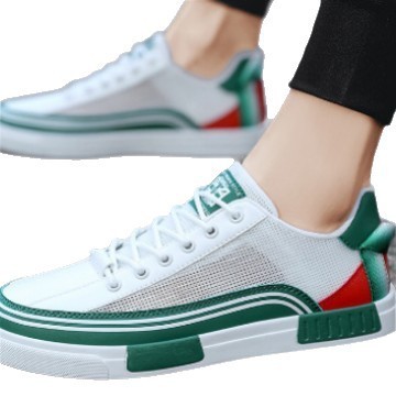 2025 New Model Lace-Up Campus Style Sports Men's Shoes Wide Head Student Color Block Sneakers Breathable Mesh Casual Shoes