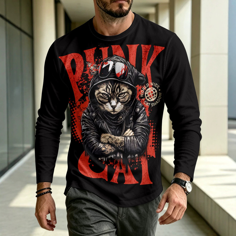 2026 cross-border exclusive men's round-neck long-sleeve 3D animal print casual outdoor sports top for Europe and America 2026 cross-border exclusive men's round-neck long-sleeve 3D animal print casual outdoor sports top for Europe and America