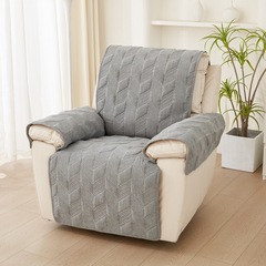 Cross-border four seasons universal shearling first-class sofa cover solid color single seat sofa cover quilted thick cushion pad