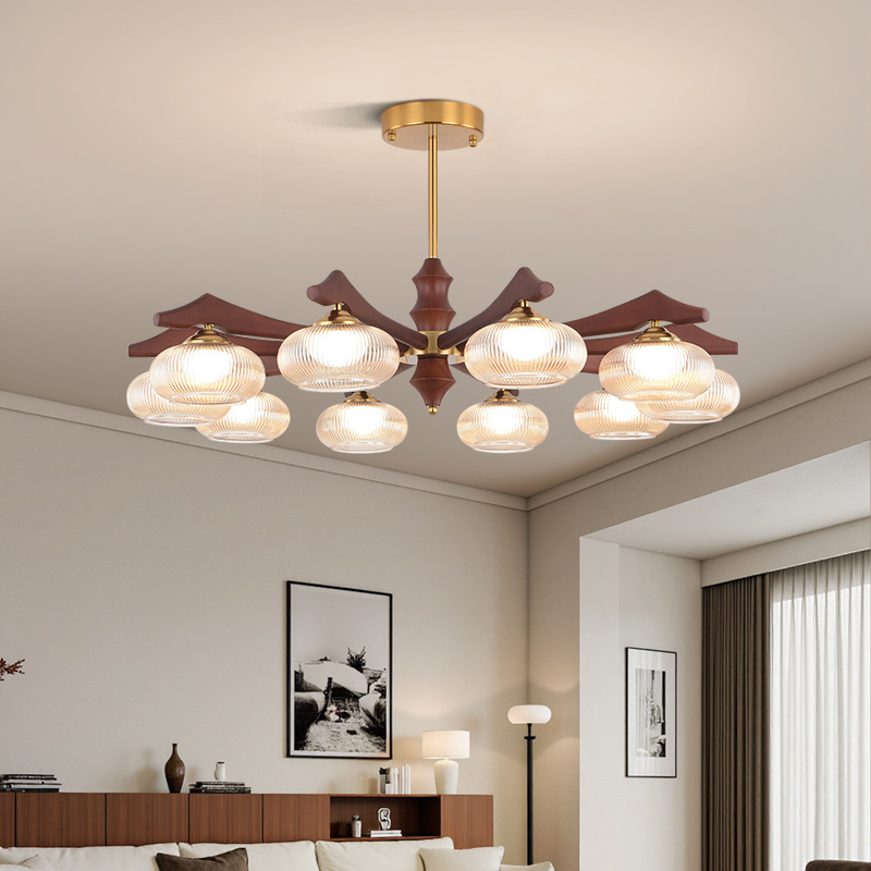 Lámpara medieval alta nueva lámpara de dormitorio de madera maciza antigua madera duraco color americano nuez nuez Zhongshan