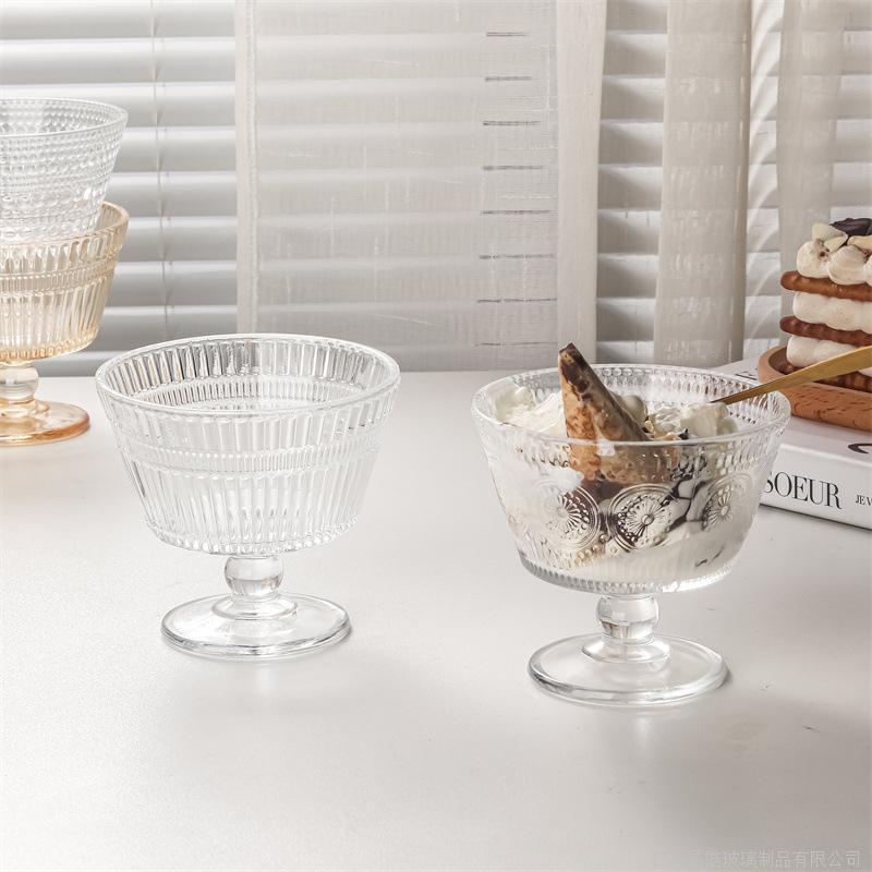Retro Embossed Sunflower Glass Bowl Ins Style Household Ice Cream Bowl Yogurt Oatmeal Breakfast Dessert Bowl Retro Embossed Sunflower Glass Bowl Ins Style Household Ice Cream Bowl Yogurt Oatmeal Breakfast Dessert Bowl