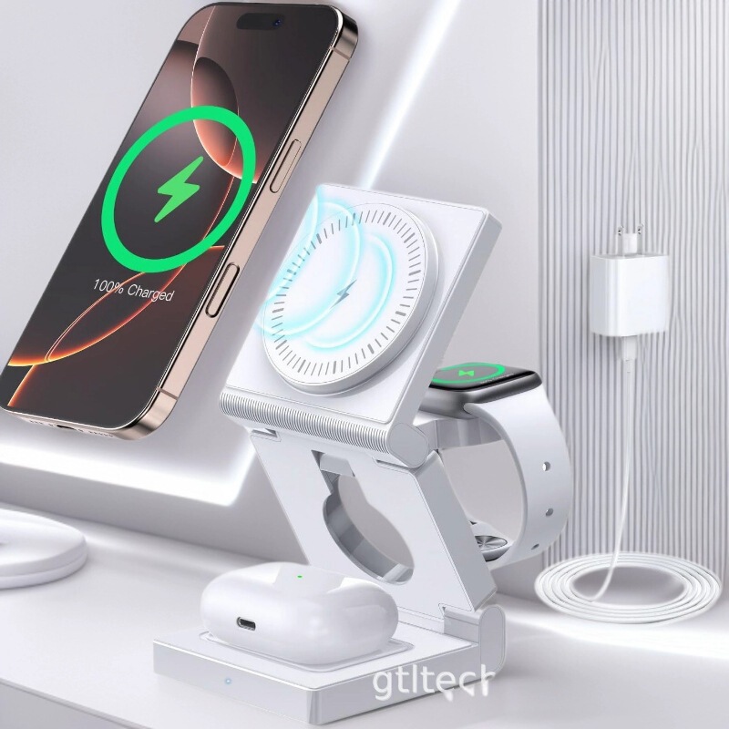 Source Factory Qi2.225W Magnetic Foldable Power Bank Three-In-One Wireless Charger Suitable for Apple Phones