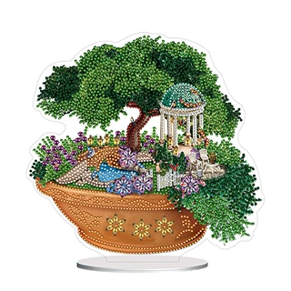 5D5D跨境新品 钻石画盆栽摆件5D宝石刺绣艺术家庭办公室桌面装饰