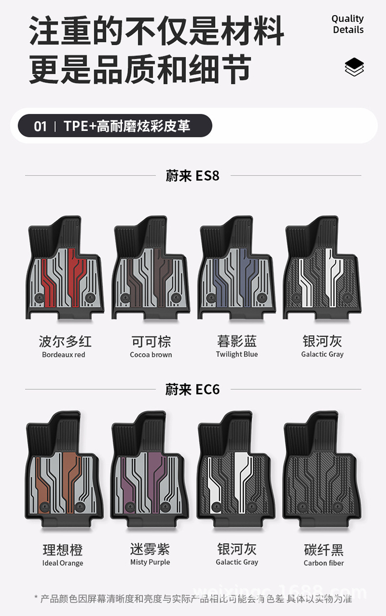 Suitable for Nio Es8 Es6 Ec6 Et5 Et9 Es9 Special Vehicles, Colorful Tpe Car Floor Mats