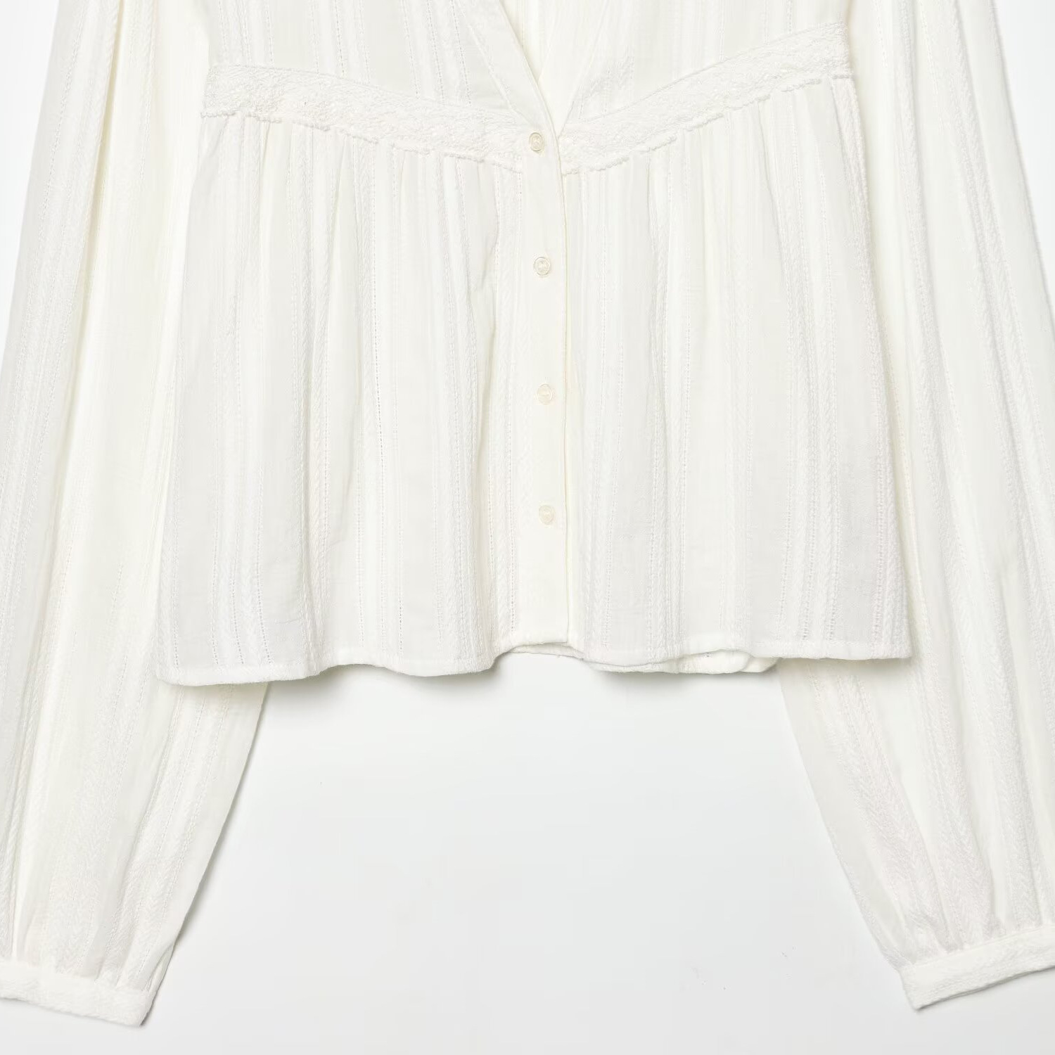 Women's Clothing Women's V Neck Short Shirt Fashion Lace Trimmed Long Sleeved Top Summer For Formal & Casual For Women_ecoleips.com