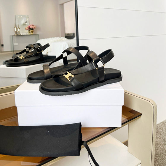 Cross-border color matching hook and loop beach sandals and slippers independent station European and American foreign trade plus size Rome flat sandals women