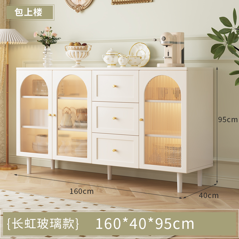 餐边柜现代简约法式置物架小户型斗柜藤编实木厨房橱柜轻奢储物柜|undefined