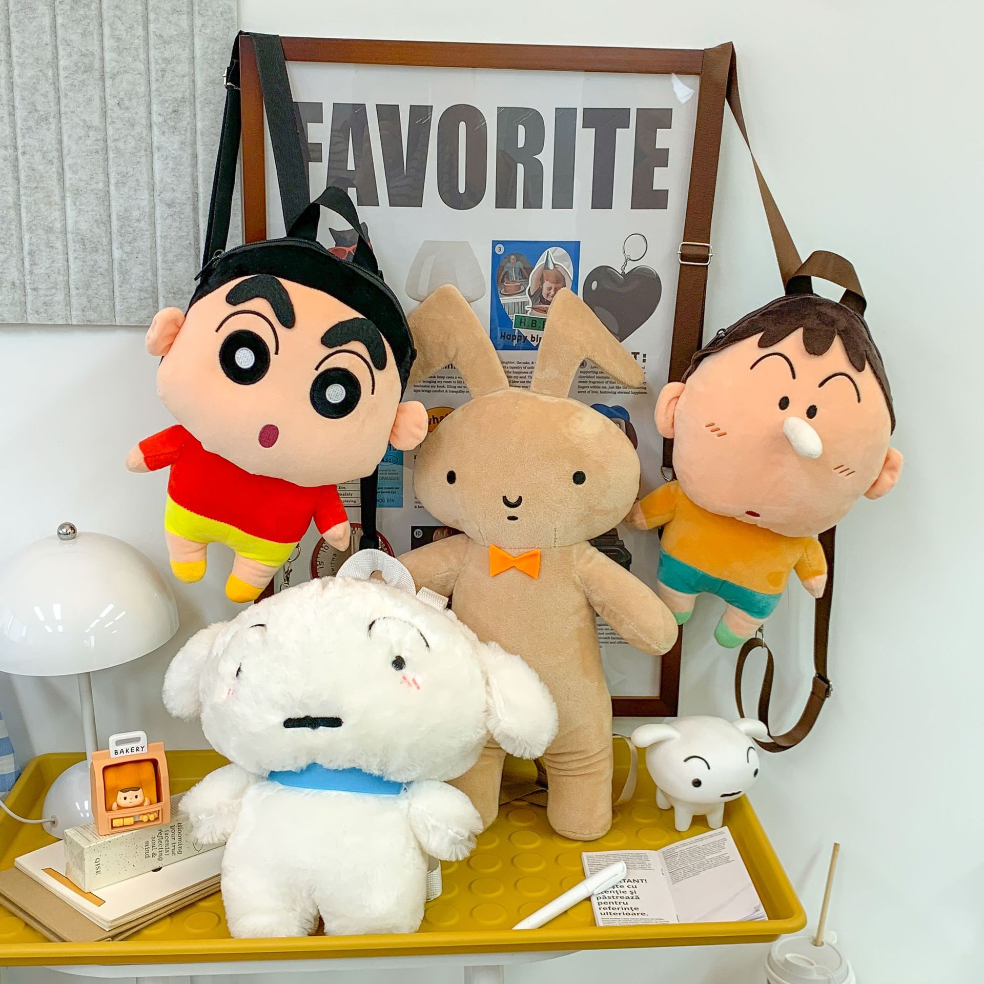 Crayon Small New Partner White Embroidered Doll Doll Backpack Cute Cartoon Anime Doll Doll Backpack