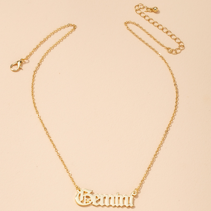 Collier À Pendentif Lettre Simple Douze Constellations display picture 5