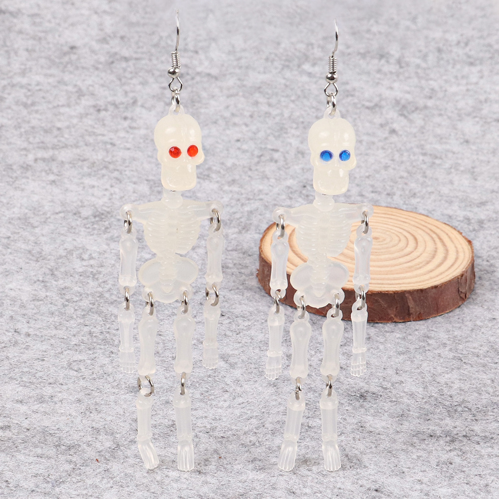Resin Material 1 Pair Halloween Exaggerated Skull Resin Drop Earrings