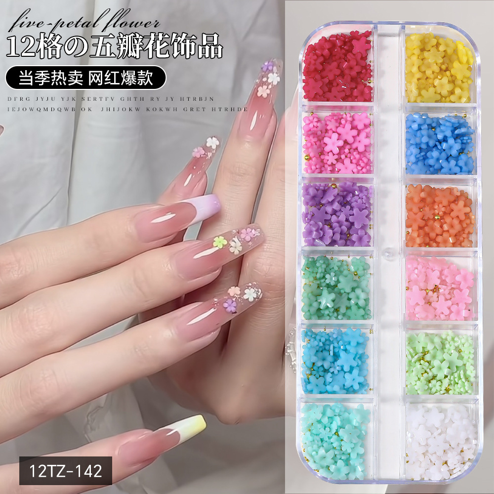 Gemas Planas de Resina para Uñas de Cinco Pétalos Decorativo DIY para Arte de Uñas image 7