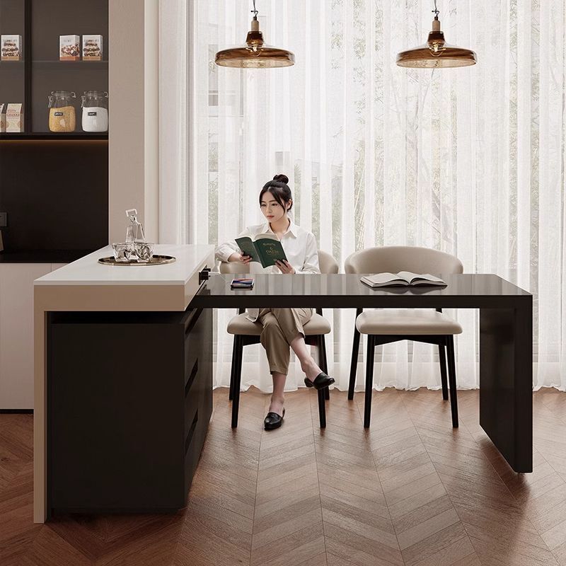 Mesa de comedor de tabla de roca doméstica de alta calidad integrada telescópico multifuncional de tabla de roca pequeña casa tipo madera sólida giratoria