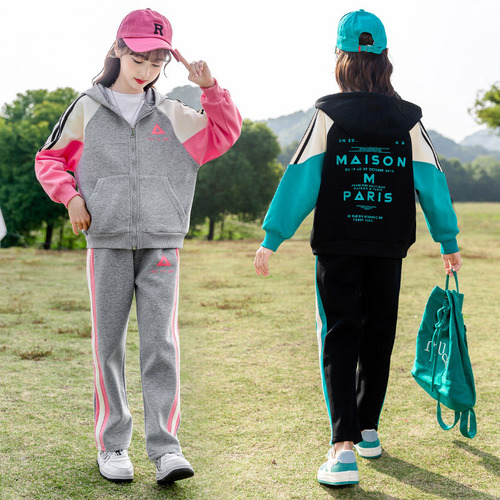Girls' Spring and Autumn 2024 New Style Fashion Casual Sweatshirt and Sporty Pants Set