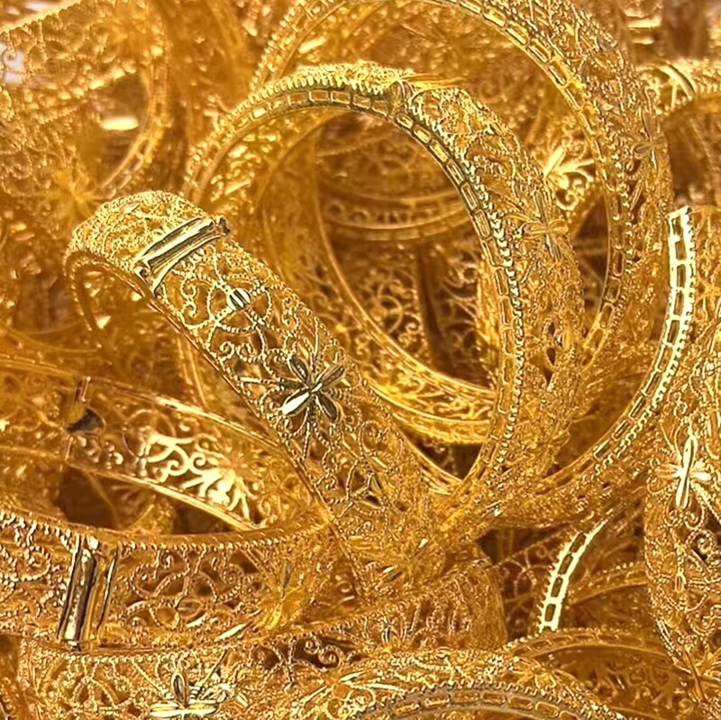 Cross-Border Thai 24K Gold-Plated Bracelets Indian Bridal Wedding Jewelry Gold Bracelets Middle Eastern Women's Bracelets Wholesale