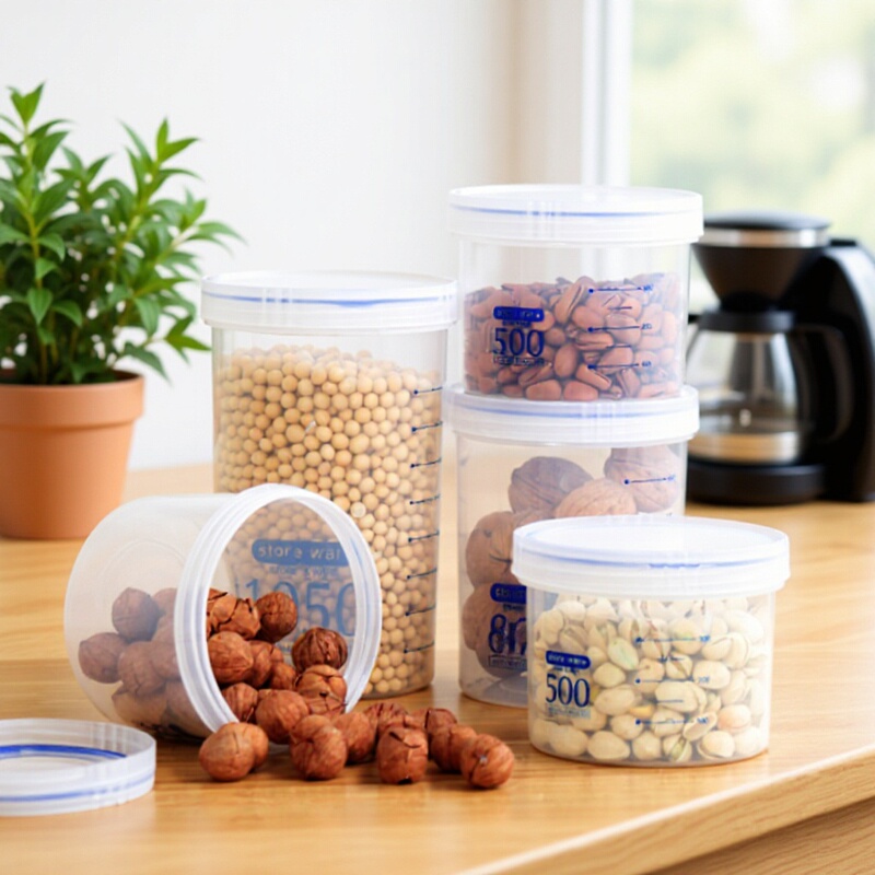 Kitchen Food Grain Storage Box Canned Round Sealed Jar Plastic Rotating Lid Milk Powder Jar Manufacturer