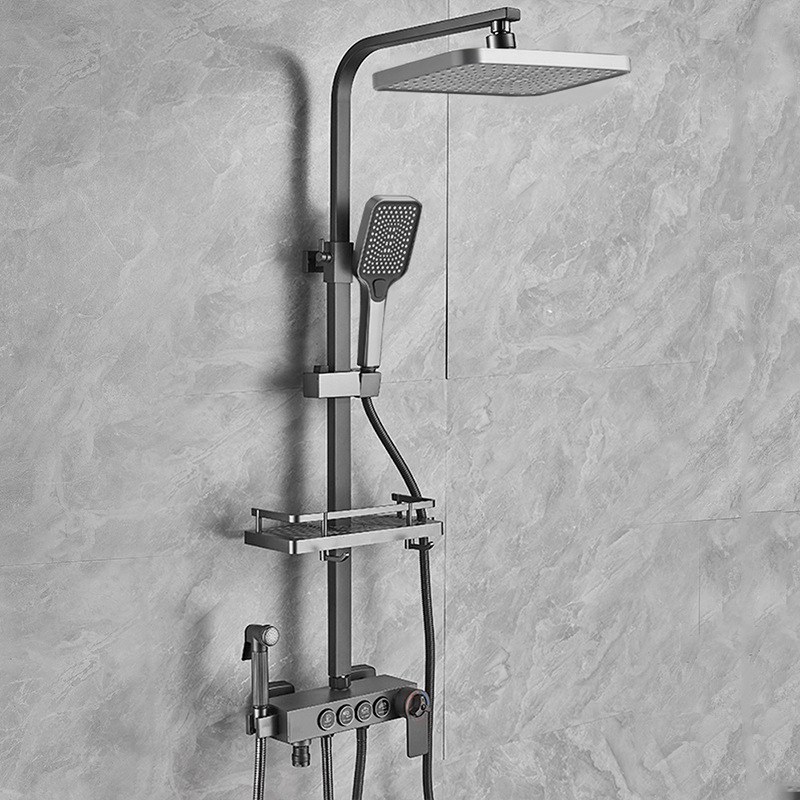 Baño de acero inoxidable, ducha de temperatura constante para el hogar, juego de ducha, pistola, ducha de ducha de ducha de baño de refuerzo gris