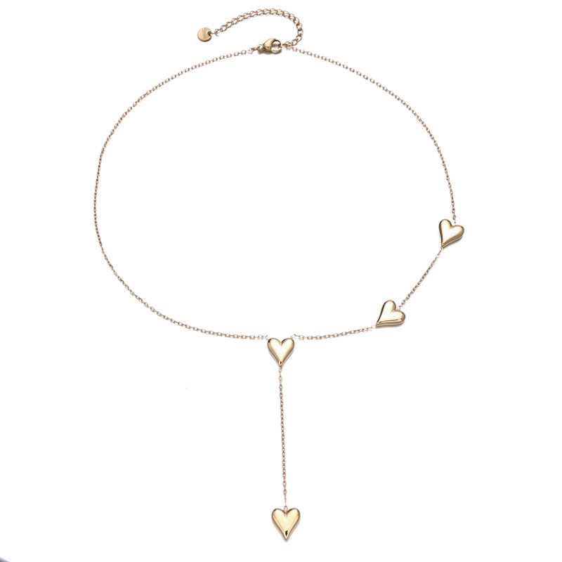 Tina acero inoxidable Europa y América amor transfronterizo collar en forma de Y mujer oro versátil INS lujo ligero joyería de acero titanio