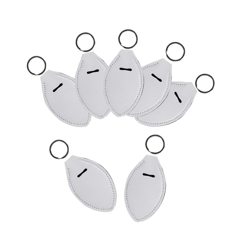 亚马逊畅销潜水料钥匙扣橄榄球白色口红套工艺挂件鹅蛋可定制logo