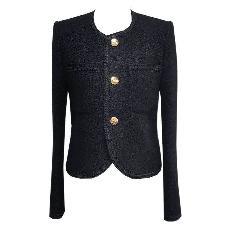 2023 зимняя женская одежда, новая белая куртка на утином пуху с круглым вырезом в стиле Шанель, элегантное твидовое короткое пальто для женщин