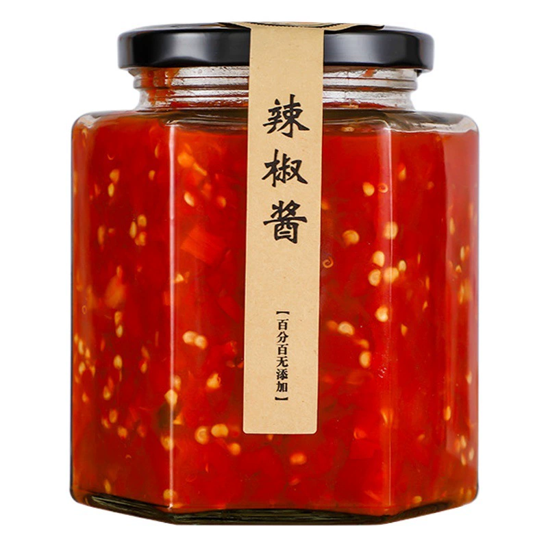 Шестиугольная стеклянная бутылка Герметичная банка Маленький шестигранный Джем Соус Чили Лимонный крем Мед Консервированная бутылка Пищевая бутылка с крышкой